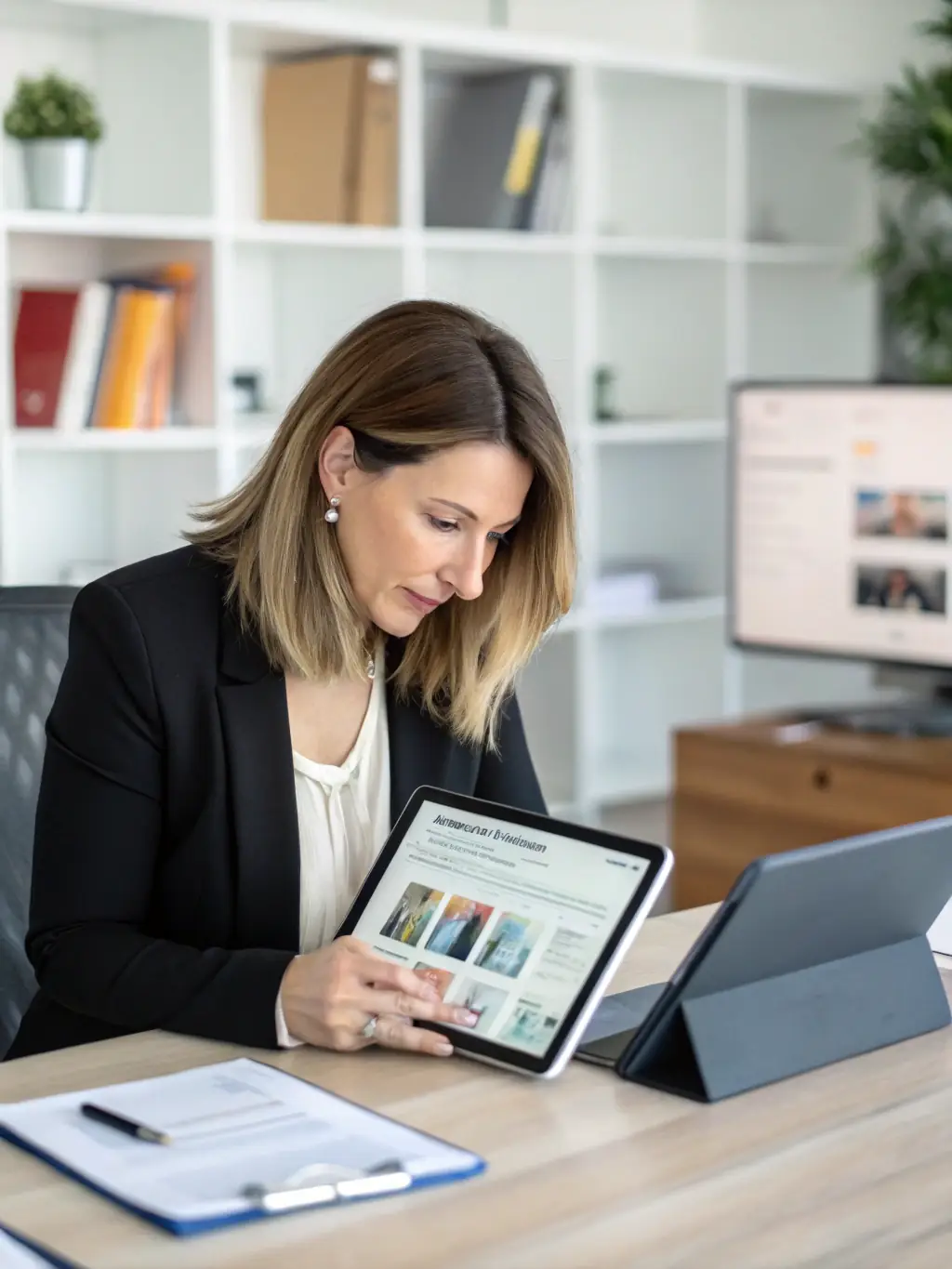 A photo of a candidate participating in a video interview with IONA's recruitment team, showcasing the agency's screening process.